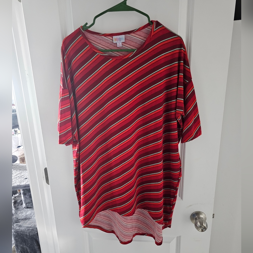 Red and green striped Irma shirt size Small